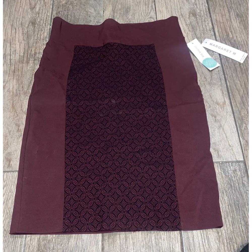 New Women's MARGARET M‎ Pencil Skirt Pull-On Waist Stretch Sz Small burgundy